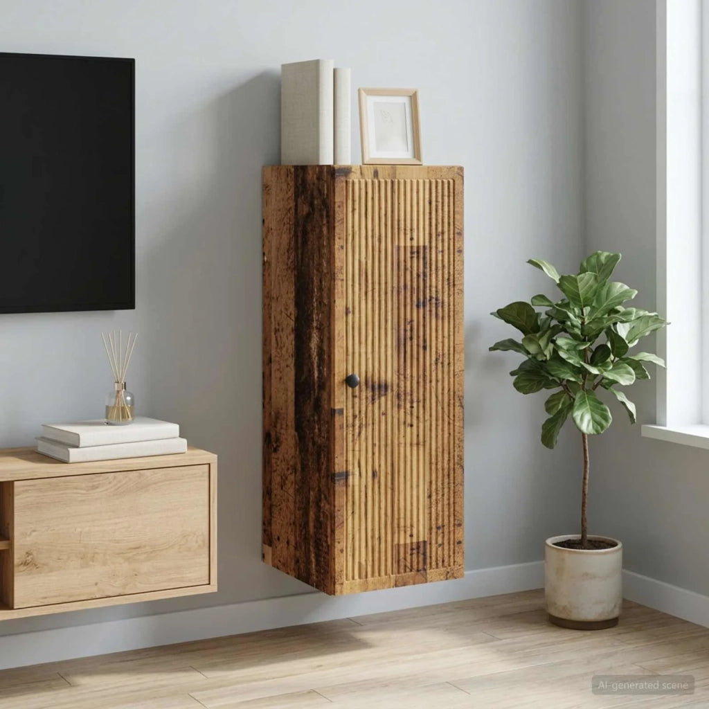 Mobiletto a muro Legno antico 33 x 34,5 x 90 cm 897913