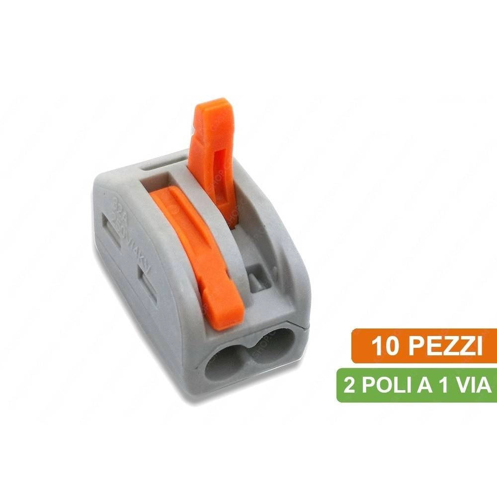 Trade Shop - Connettori Morsetti Confezione Con 10 Connettori Universali 2 Poli A 1 Via -