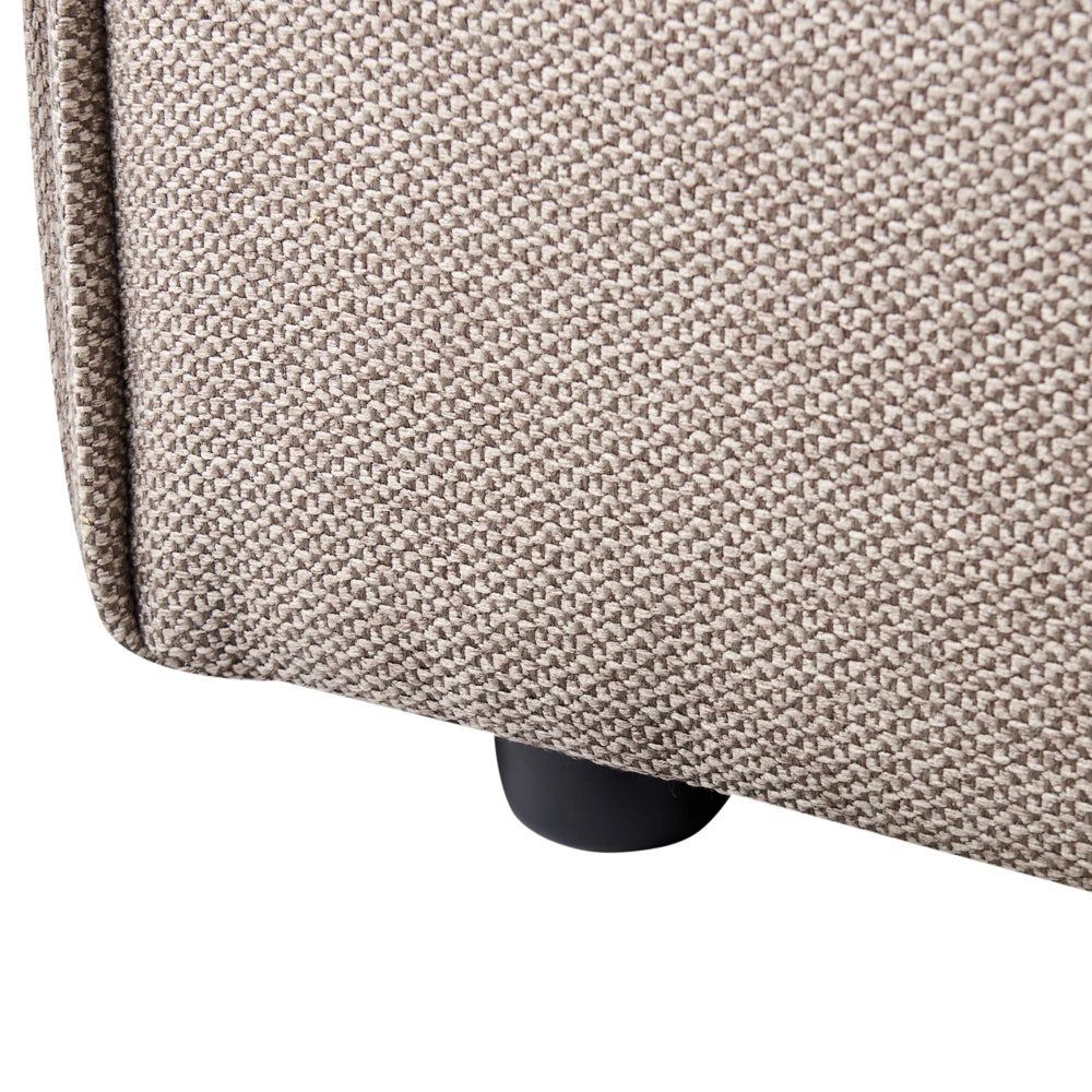 Letto ad acqua king size UE con rivestimento in tessuto di lino tortora e gambe nere 180 x 200 cm con testiera e struttura a doghe per camera da letto.