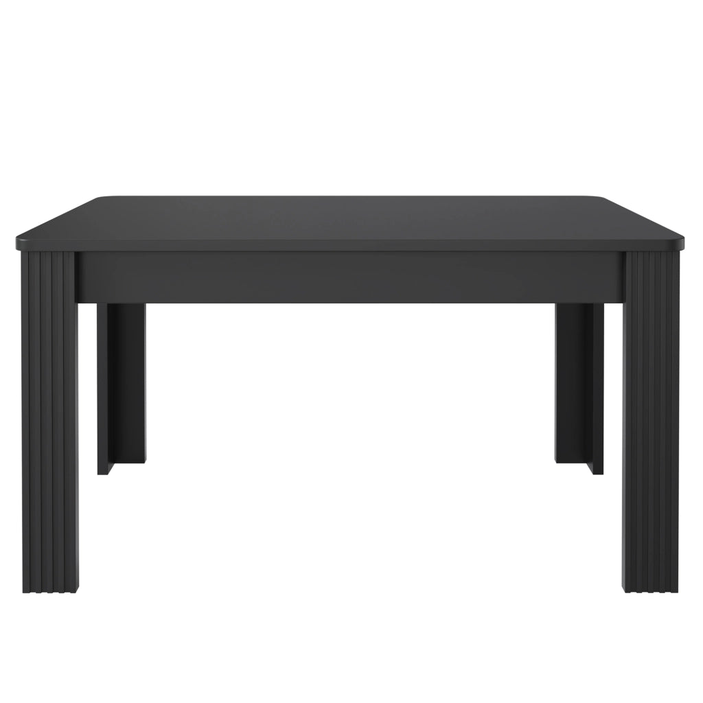 Tavolo da pranzo con 4 gambe robuste, struttura stabile, piano in truciolare nero, per sala da pranzo e cucina