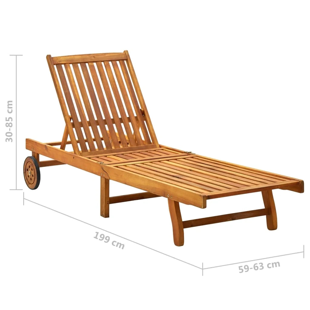 Lettino prendisole sedia a sdraio lettino prendisole letto da giardino mobili da esterno per patio con cuscino legno massello di acacia 02_0012353