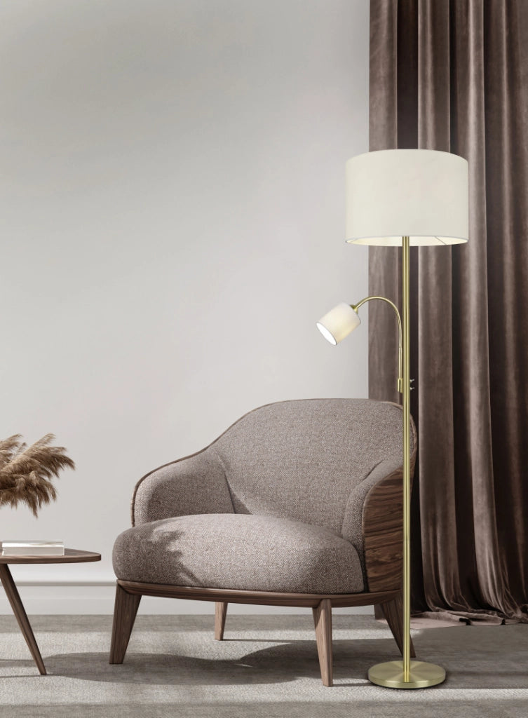 Lampada da terra HOTEL oro/beige 2 luci E14/E27 Trio