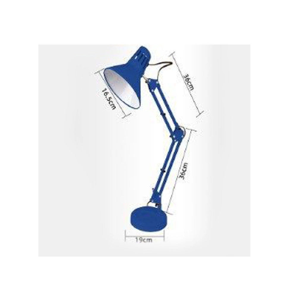 Trade Shop - Lampada Da Scrivania Con Braccio Snodabile Attacco E27 Luce Tavolo Per Ufficio - Blu