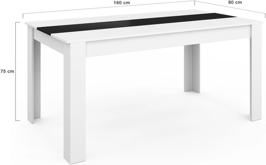GEORGIA Tavolo da pranzo rettangolare bianco e nero per 8 persone 160 x 80 cm