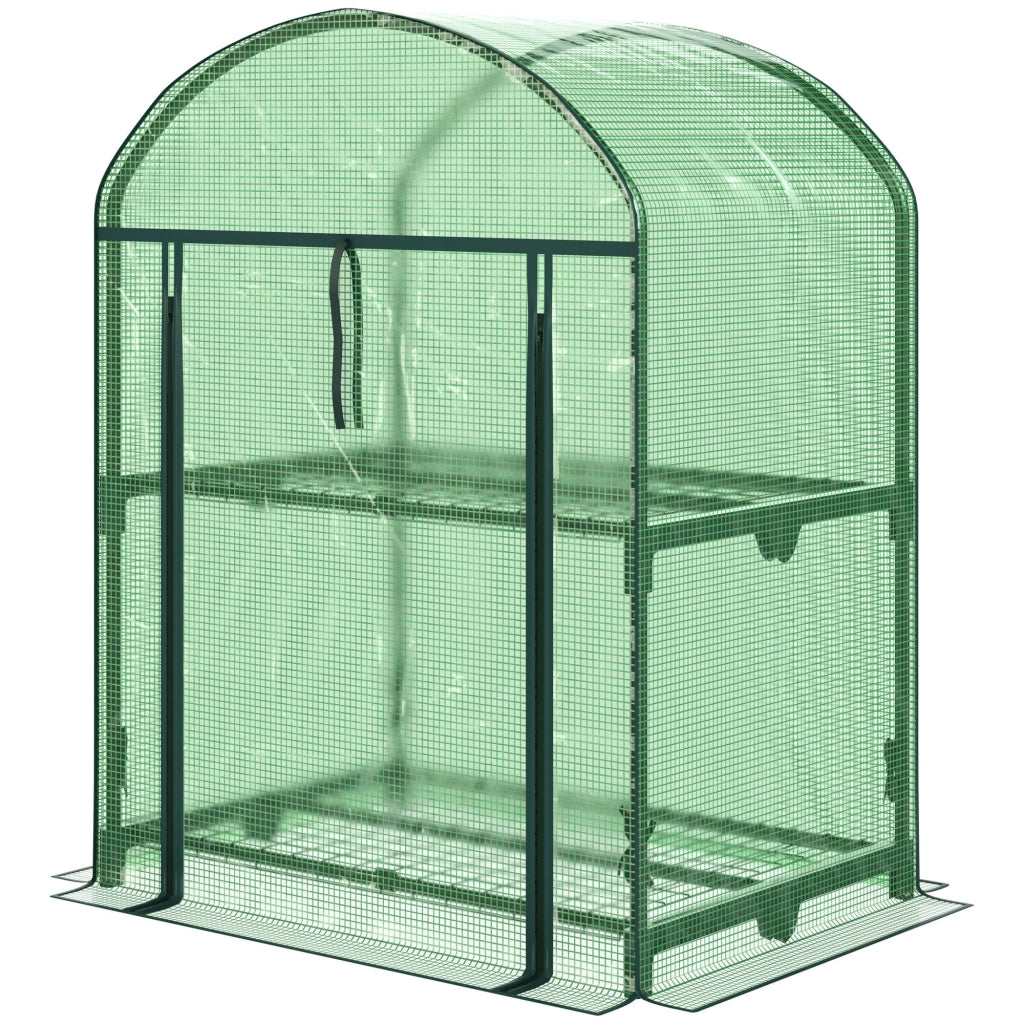 Mini Serra da Giardino ¨C Xylo ¨C 2 Ripiani Metallo Verde 69x49x92cm
