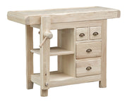 Biscottini Banco da lavoro Country in legno massello di tiglio grezzo L116xPR63xH90 cm. Made in Italy