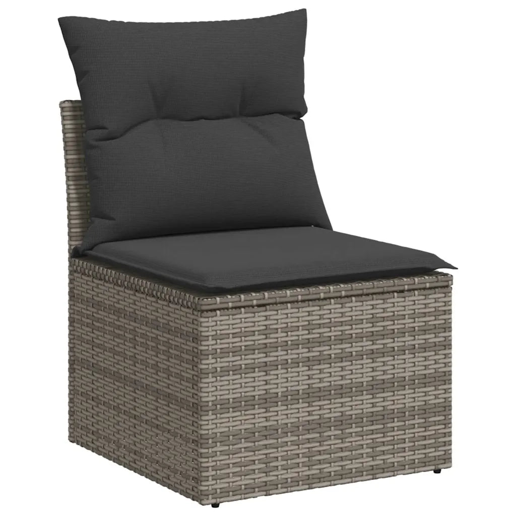 Divano Giardino Senza Braccioli con Cuscini Grigio Polyrattancod mxl 111112