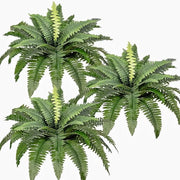 Piantine artificiali grandi, 3 pezzi di piantine di plastica per esterno Boston piantine di plastica UV-resistenti piantine artificiali decorazione per casa giardino terrazza scatola decorazione