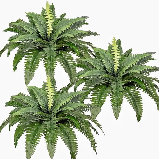 Piantine artificiali grandi, 3 pezzi di piantine di plastica per esterno Boston piantine di plastica UV-resistenti piantine artificiali decorazione per casa giardino terrazza scatola decorazione