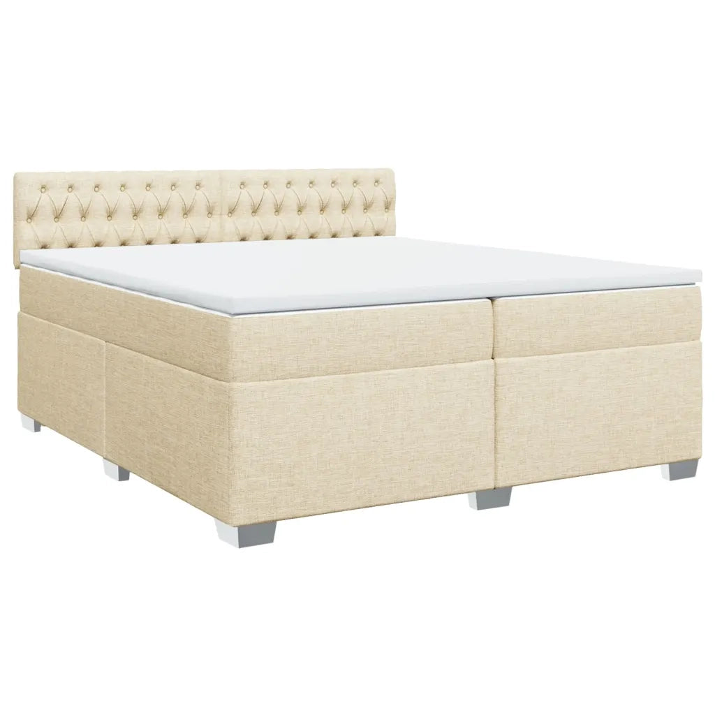 Giroletto a Molle con Materasso Crema 200x200 cm in Tessuto 3286007