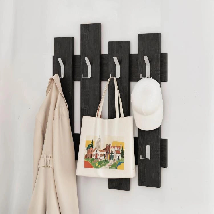 Appendiabiti da Muro 64x4x79 cm Attaccapanni con Montaggio a Parete in Legno Nero