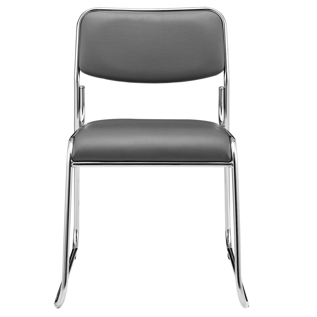 Set di 4 Sedie da Conferenza con Telaio in Metallo Seduta e Schienale Imbottiti - Grigio pro.tec