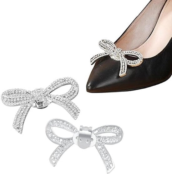Decorazione per Scarpe Elegant in Argento con Diamanti - Adatta per Matrimoni e Feste - Facile da Applicare - Comfortevole - Accessorio per Scarpe Decorativo