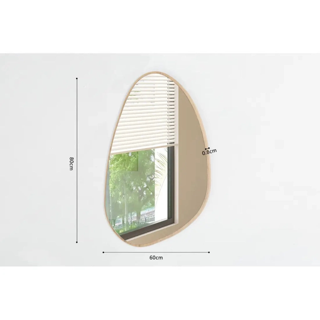 Specchio asimmetrico NARA – 60x80 cm – Finitura rovere invecchiato – MDF decorativo in legno – Design organico