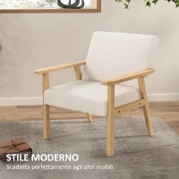Poltrona d'Arredo in Stile Scandinavo in Legno di Pino con 2 Cuscini, 64x70x72 cm, Grigio e Color Legno