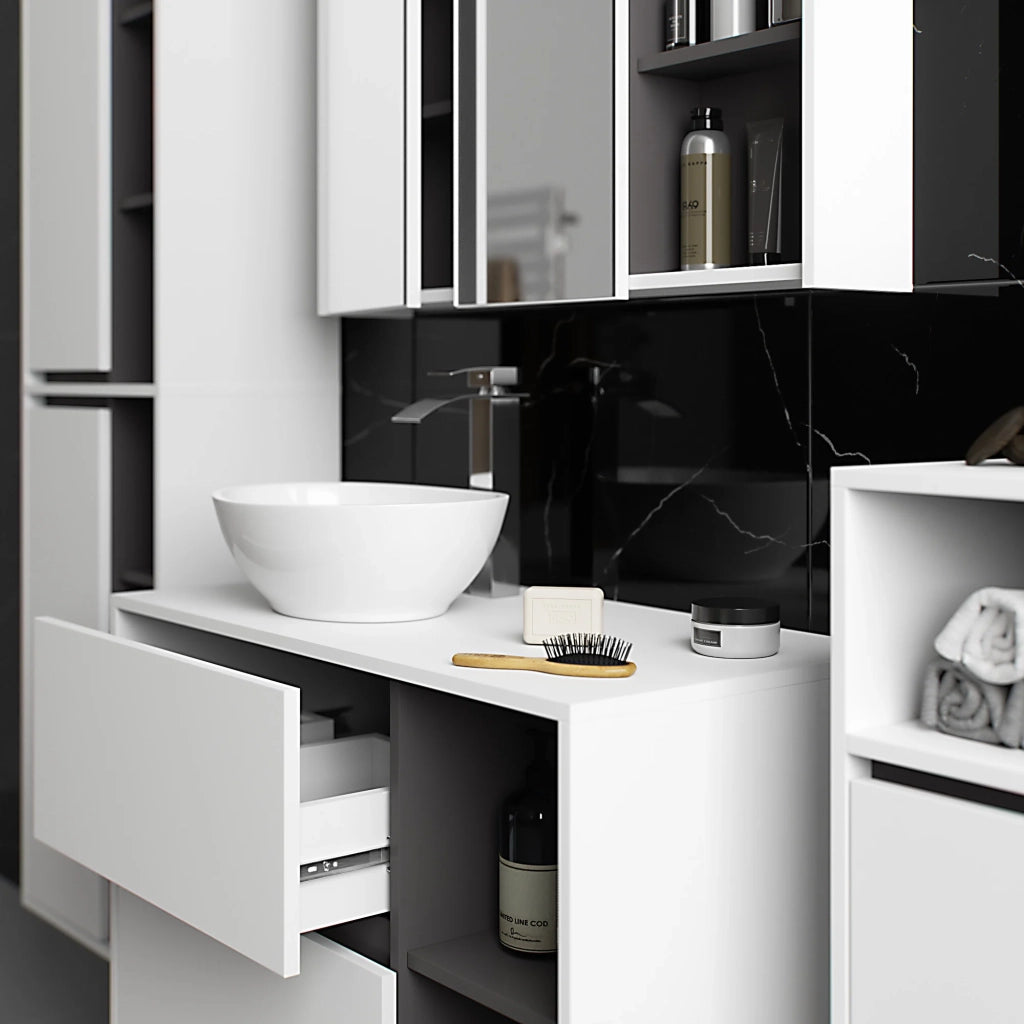 Mobile bagno sospeso VAMI Bianco, Grigio Grafite 35 cm 1 anta 35x30x80 cm