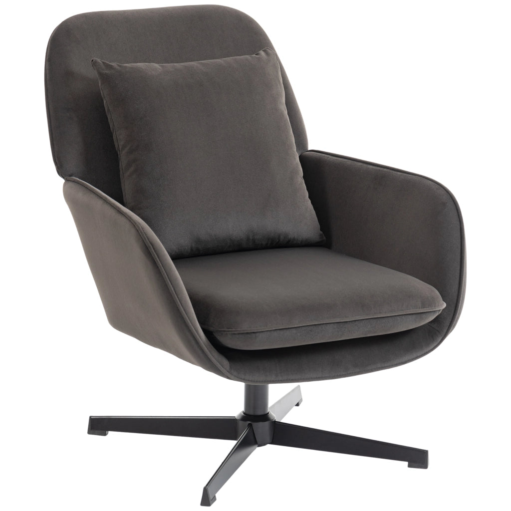 Poltrona imbottita in velluto con struttura in metallo e cuscino ¨C zephmum ¨C grigio scuro