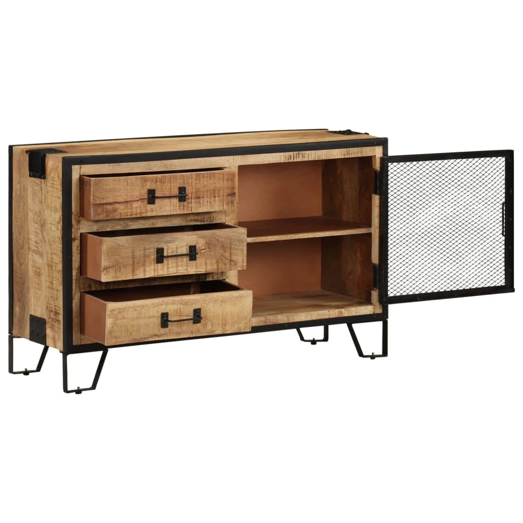 Buffet credenza cassettiera armadio mobile contenitore organizer per cucina soggiorno salotto 100 x 31 x 60 cm legno massello di mango grezzo marrone 02_0029492