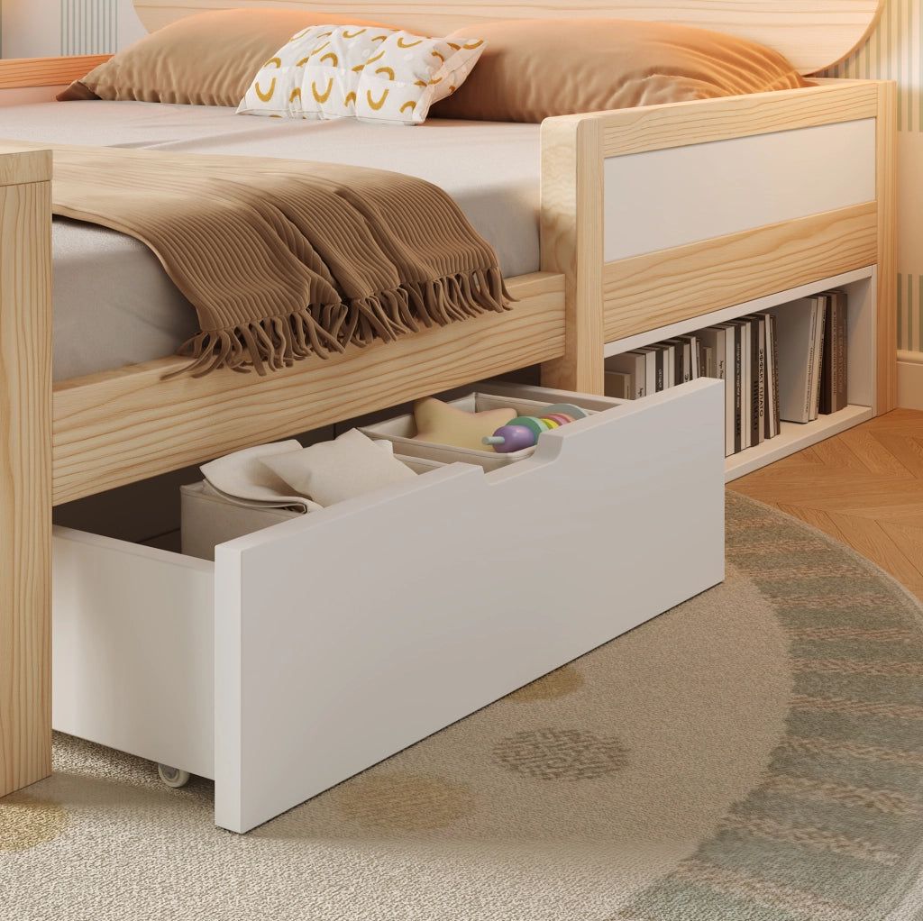 Letto per bambini 90x200 cm con testiera a forma di gatto e LED RGB