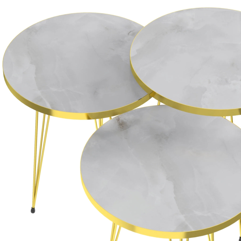 Set di 3 tavolini rotondi impilabili in marmo bianco e oro 03_0008411