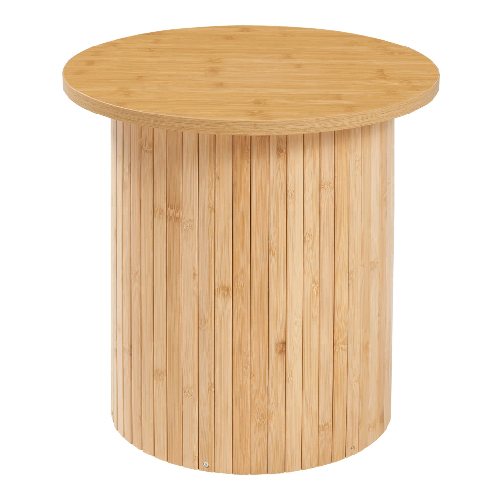 Tavolino da Caffè Rotondo Ledepid 40 x Ø40 cm con Piano Sporgente  - Naturale [en.casa]
