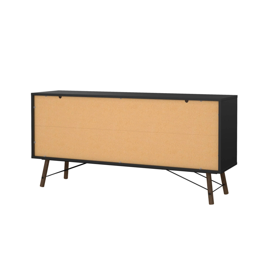 Credenza Manyi, Buffet da soggiorno, Madia da salotto, Dispensa da cucina, 150x40 h72 cm, Nero e Noce