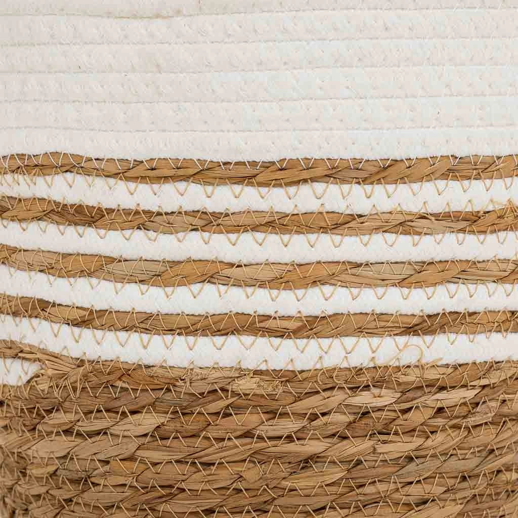 Cesto in fibra naturale e cotone bianco D24x20/28,5