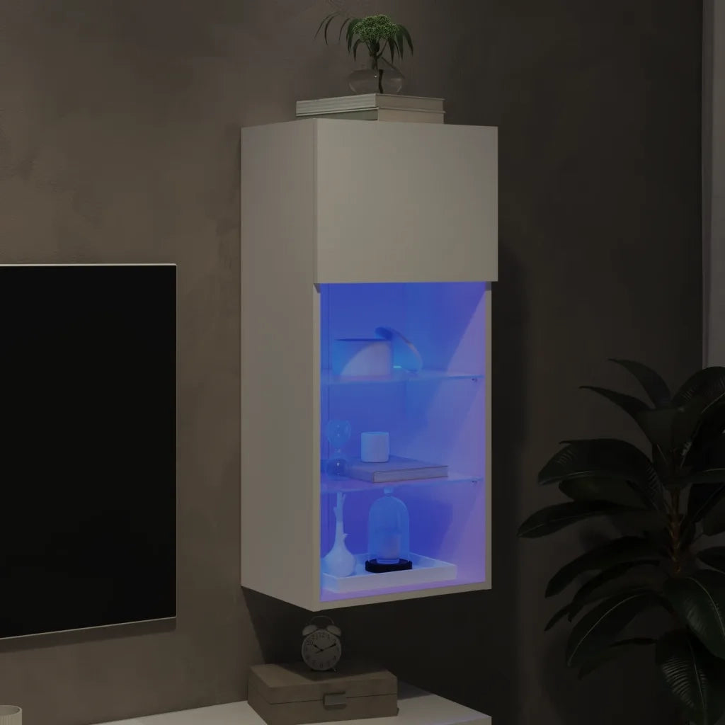 Mobile TV con Luci LED-Credenza TV-Console TV Bianco 40,5x30x90 cm