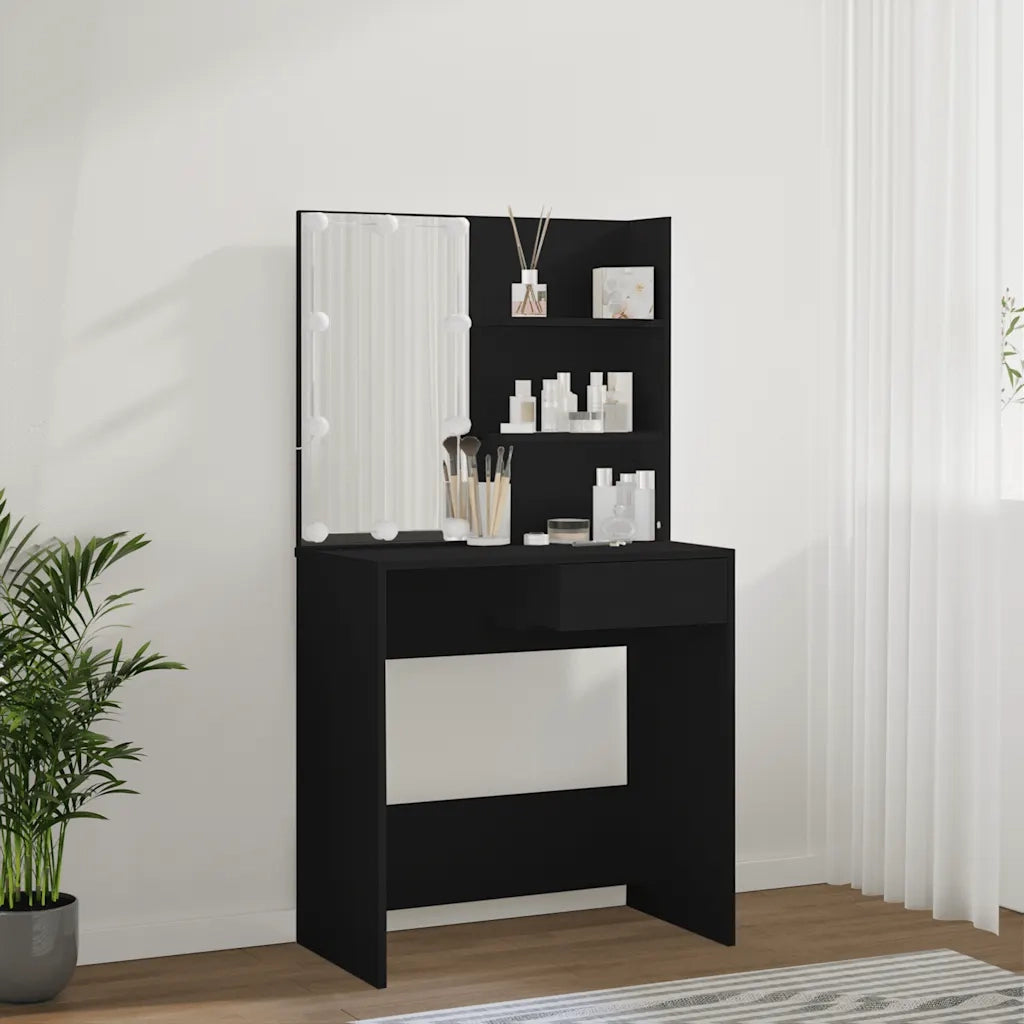 Toeletta con LED Nera 74,5x40x141 cm 808802