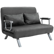 Divano Letto 2 Posti in Similpelle e Acciaio ¨C zephmum ¨C Grigio, 105x80x78 cm