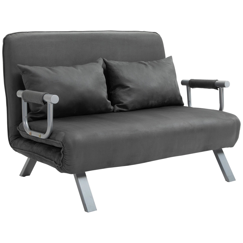 Divano Letto 2 Posti in Similpelle e Acciaio ¨C zephmum ¨C Grigio, 105x80x78 cm