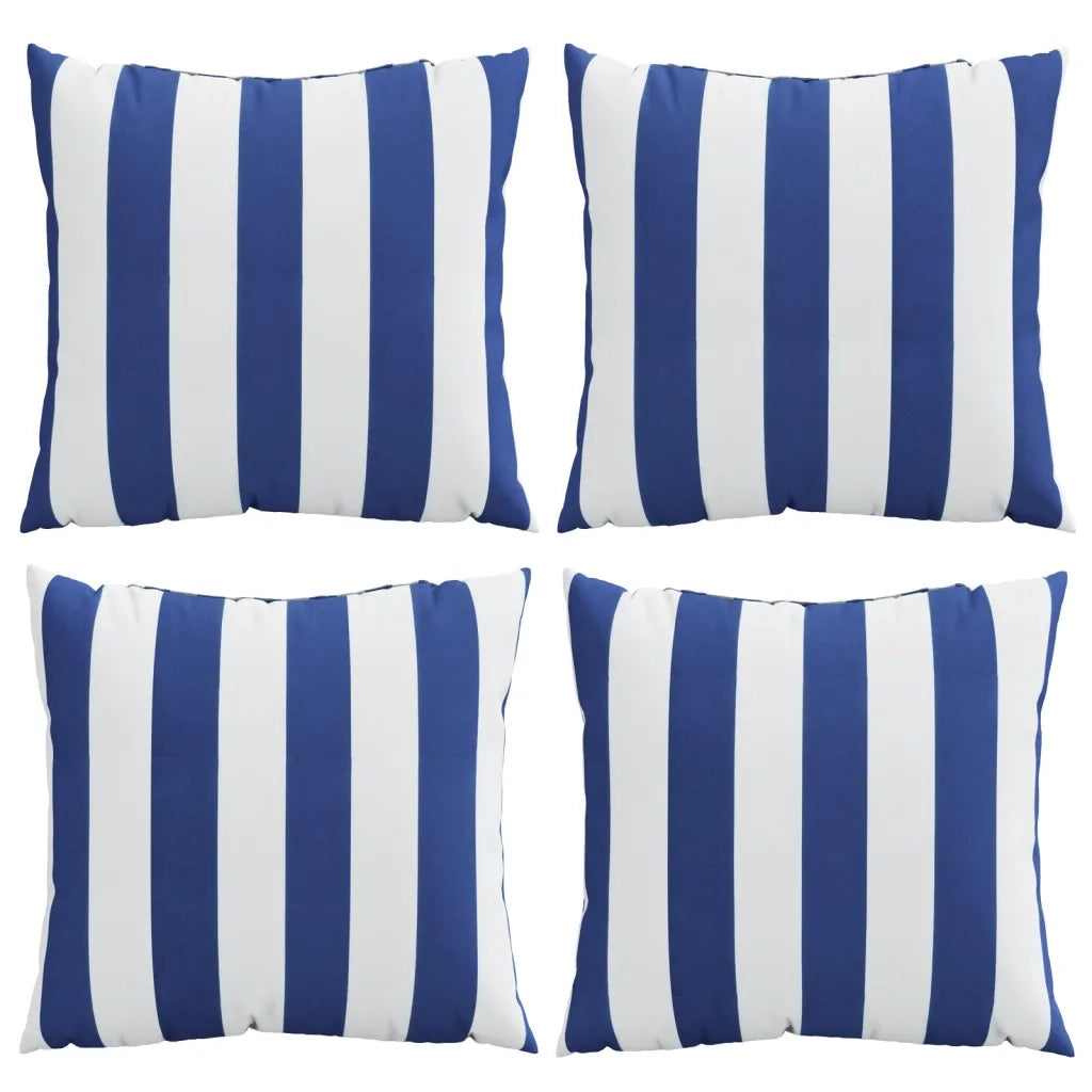 Cuscini Decorativi 4 pz Blu e Bianco 40x40 cm Tessuto 360374