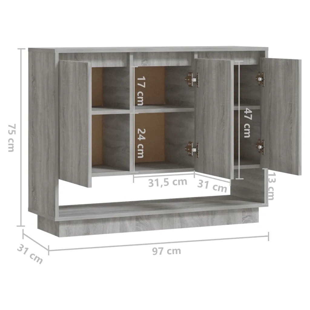 Credenza-Buffet-Armadio da cucina Grigio Sonoma 97x31x75 cm in Truciolato