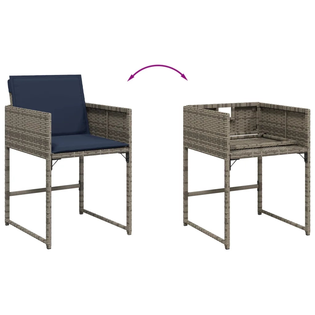 Sedie da Giardino con Cuscini 4 pz | Sedie da Esterno Grigio in Polyrattan