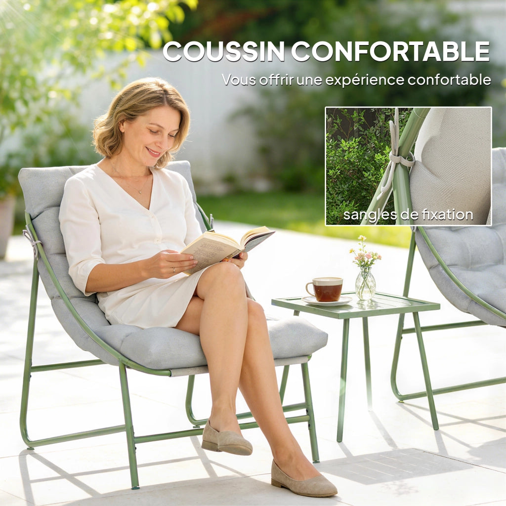 Set da giardino 3 pezzi con tavolino e cuscini ¨C zephmum ¨C grigio chiaro