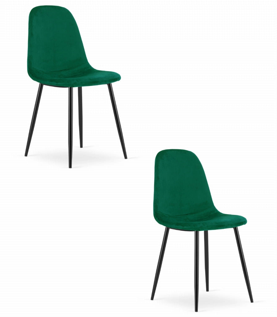Sedia VALORA COMO - Design ergonomico in velluto verde scuro x2