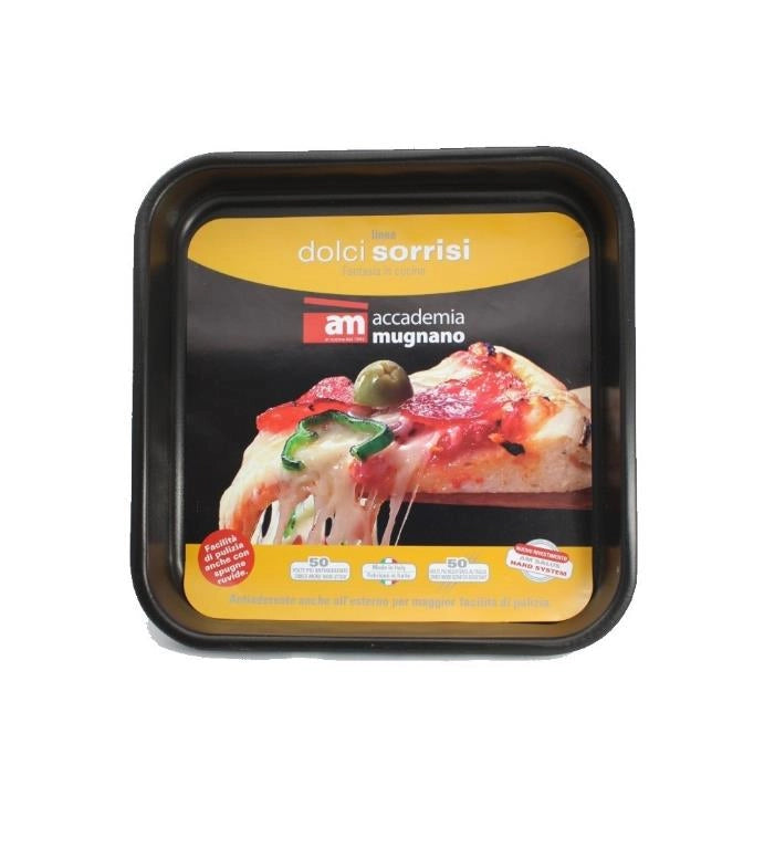 Teglia bordata antiaderente quadrata forno pizza dolci bassa 25 x 25 cm