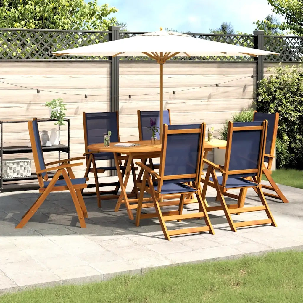 Set Pranzo da Giardino 7pz Legno Massello di Acacia e Textilene 3279298