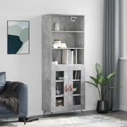 Credenza-Buffet-Armadio da cucina Grigio Cemento 69,5x34x180 cm in Legno Multistrato 862406