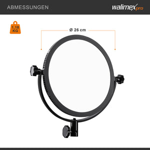 Soft LED 300 Lampada rotonda fotografica, Pannello LED piatto per fotografia 30 W, Luce per video e foto con staffa a U, temperatura colore 5600 K