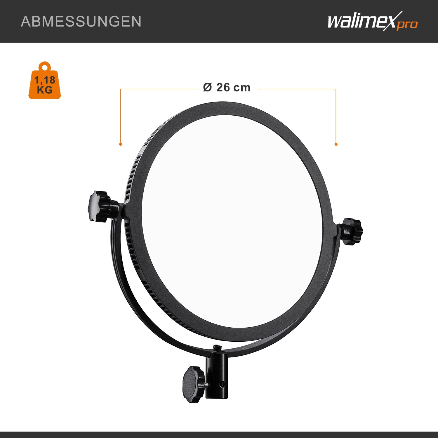 Soft LED 300 Lampada rotonda fotografica, Pannello LED piatto per fotografia 30 W, Luce per video e foto con staffa a U, temperatura colore 5600 K