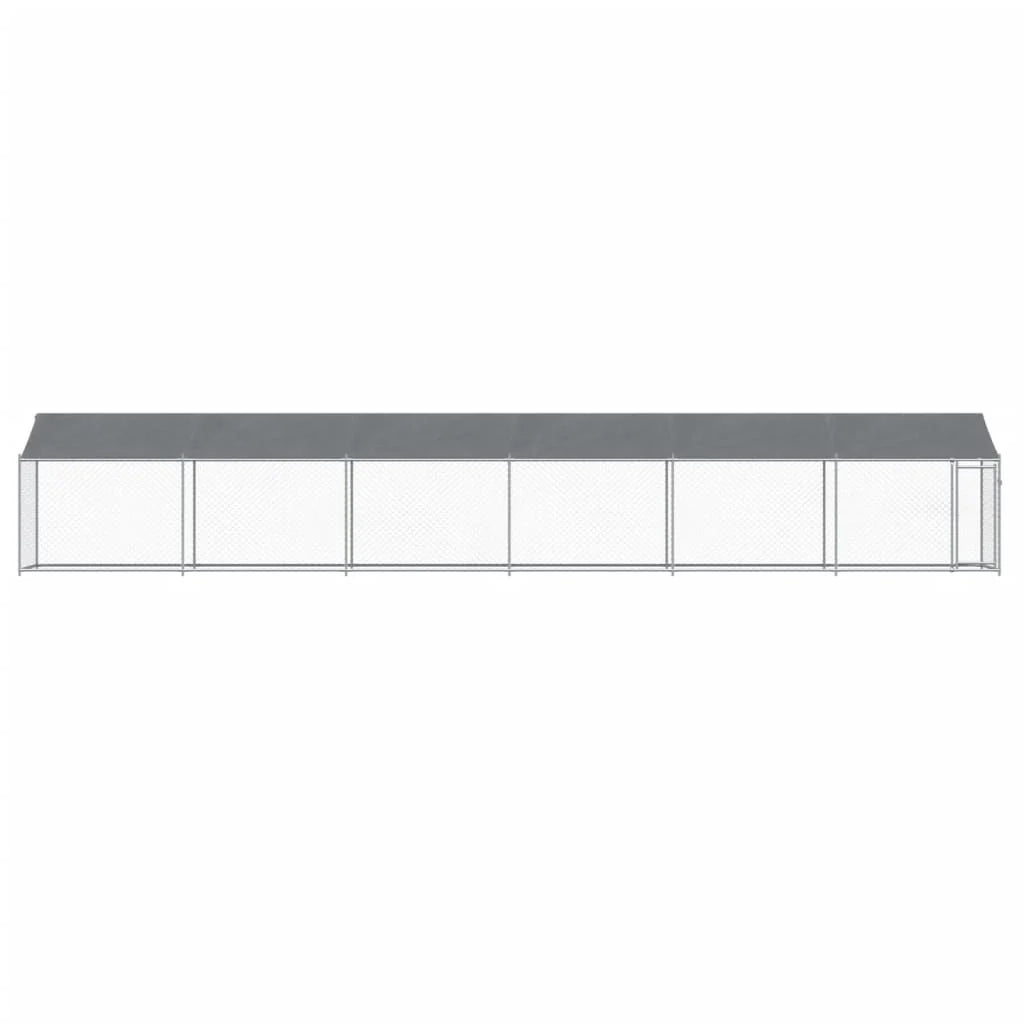 Trasportino per cani con tetto e porta 12 x 2 x 2 m acciaio zincato grigio 02_0041629