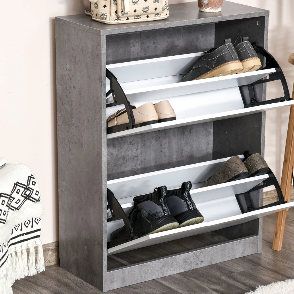 Scarpiera con ante ¨C zephmum ¨C grigio e bianco 62.5x26x81 cm