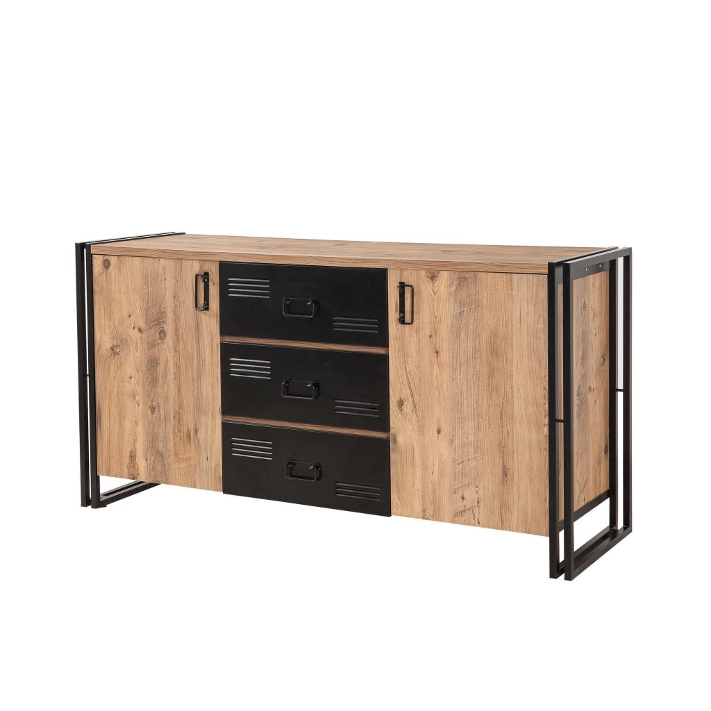 Madia Cimaron, Credenza 3 Cassetti, 160x45x80h cm Marrone Quercia