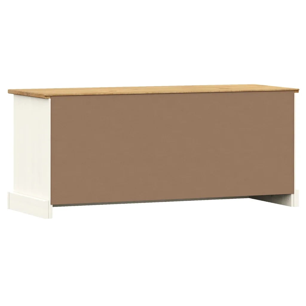 Panca Porta Scarpe Bianca VIGO 106x35x45 cm Legno Massello Pino 353179