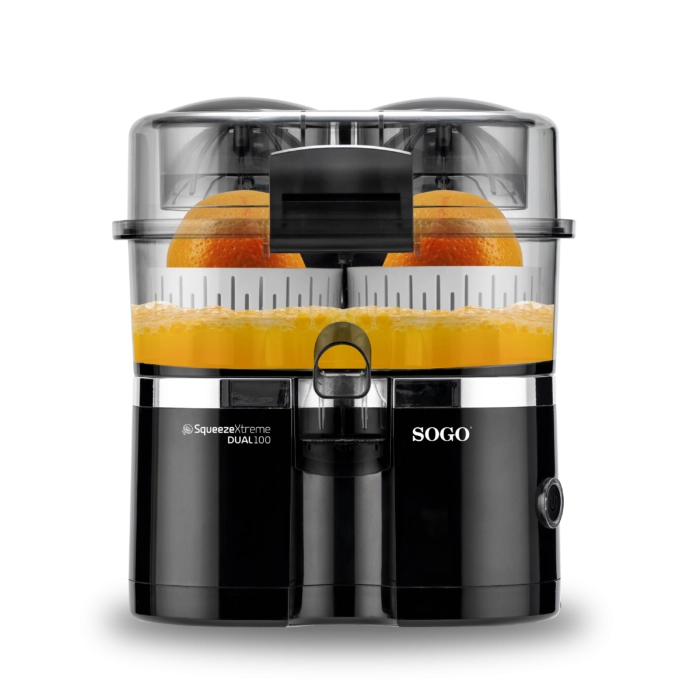 Spremiagrumi elettrico doppio 100W con 2 coni e funzione automatica auto lift, filtro senza polpa e taglia arance - Sogo