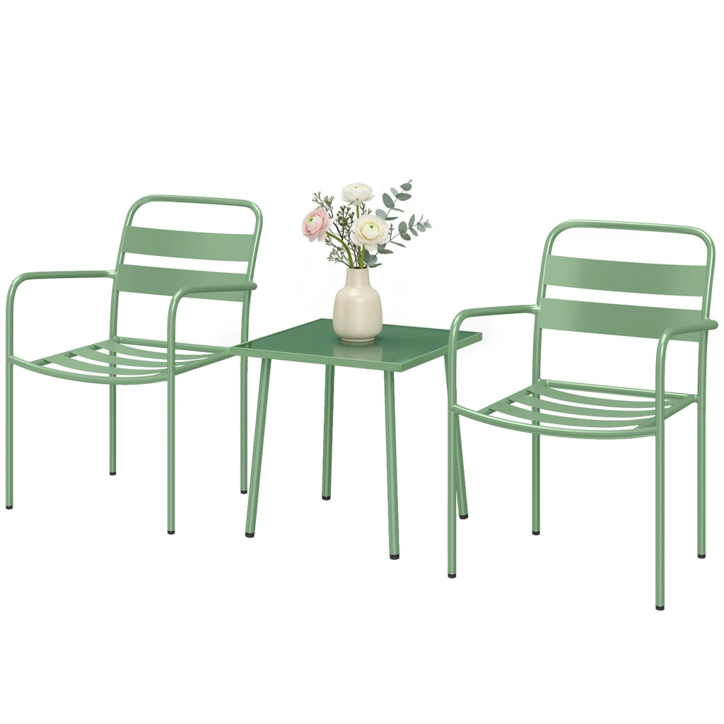Set da giardino 3 pezzi ¨C zephmum ¨C tavolino in vetro e 2 sedie, verde