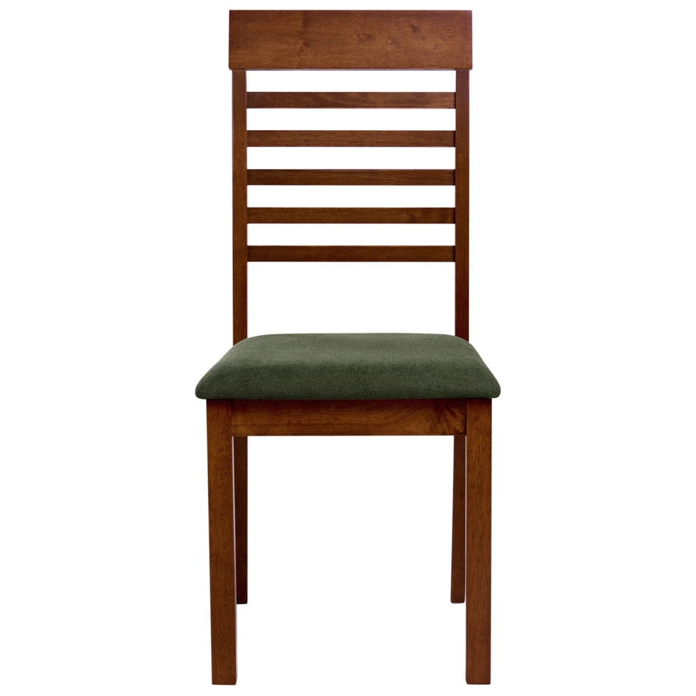 Set di 2 sedie da pranzo imbottite in legno di gomma poliestere marrone scuro e verde scuro Stile tradizionale