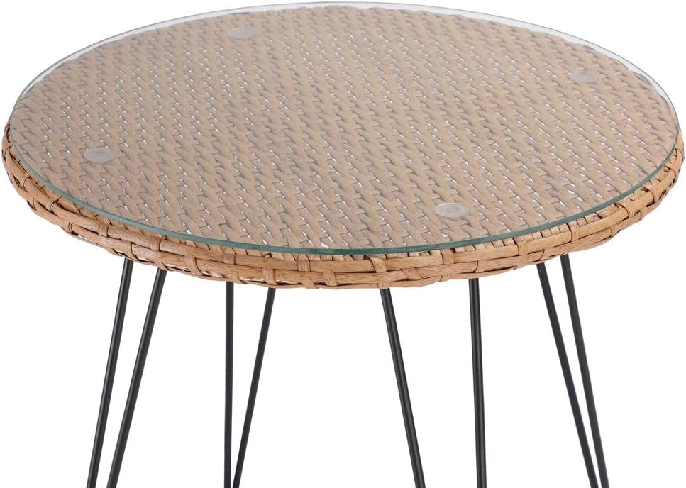 Set da Balcone 3 Pezzi Tavolino e Sedie da Giardino Effetto Polyrattan Salottino da Terrazzo