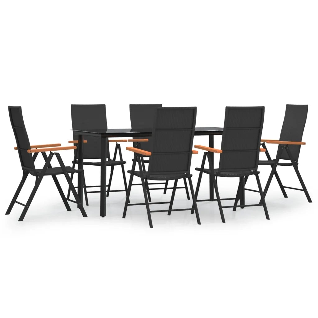 Set da Pranzo da Giardino 7 pz Nero e Marrone in Polyrattan 3156521